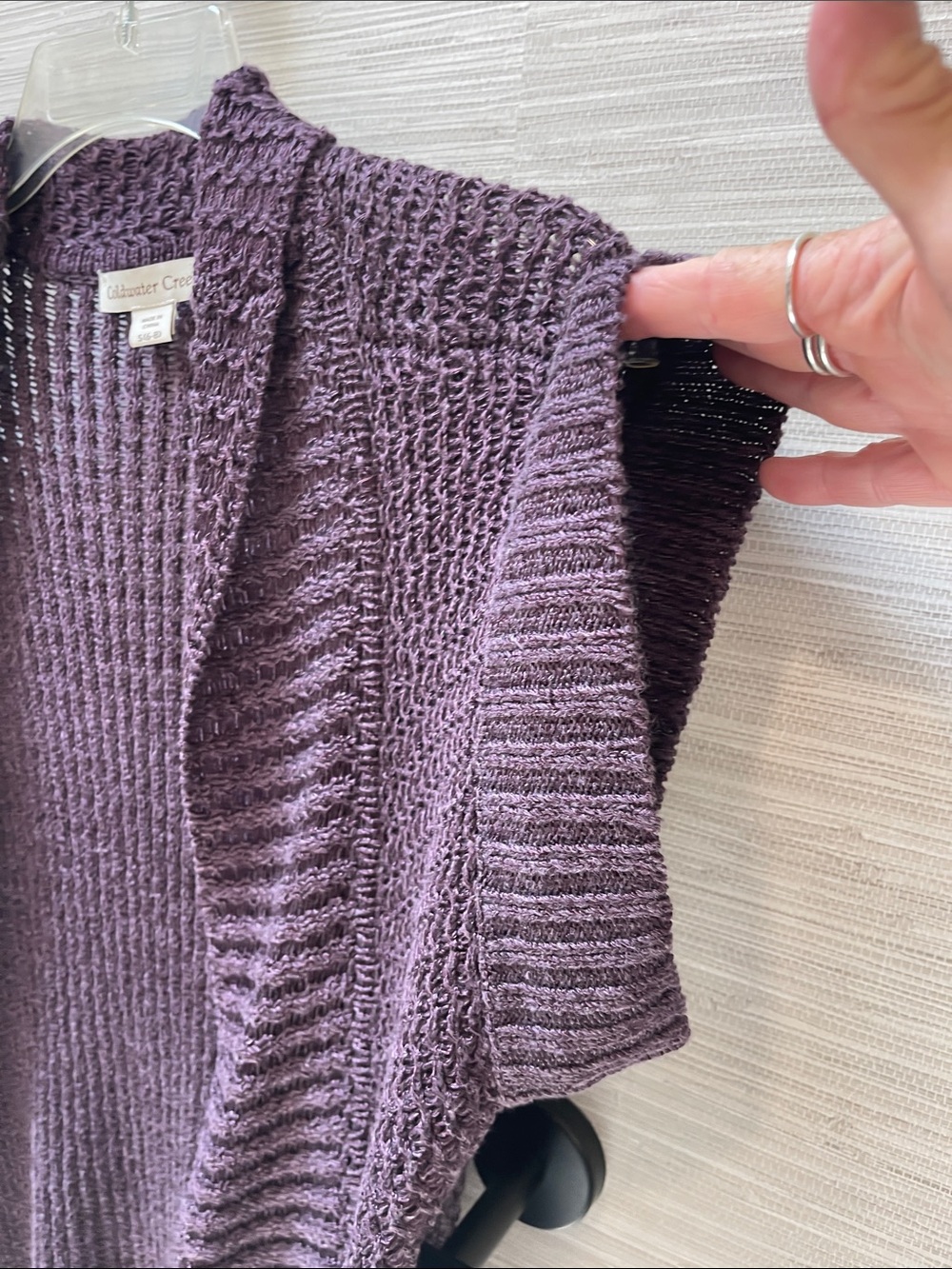 Coldwater Creek Plum Open-Front Knit Cardigan - Picture 3 of 7